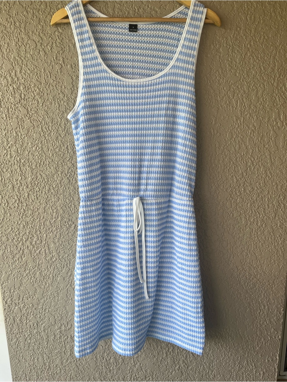 NEVER WORN~Light Blue and White Striped Waffle Knit Tank Dress
